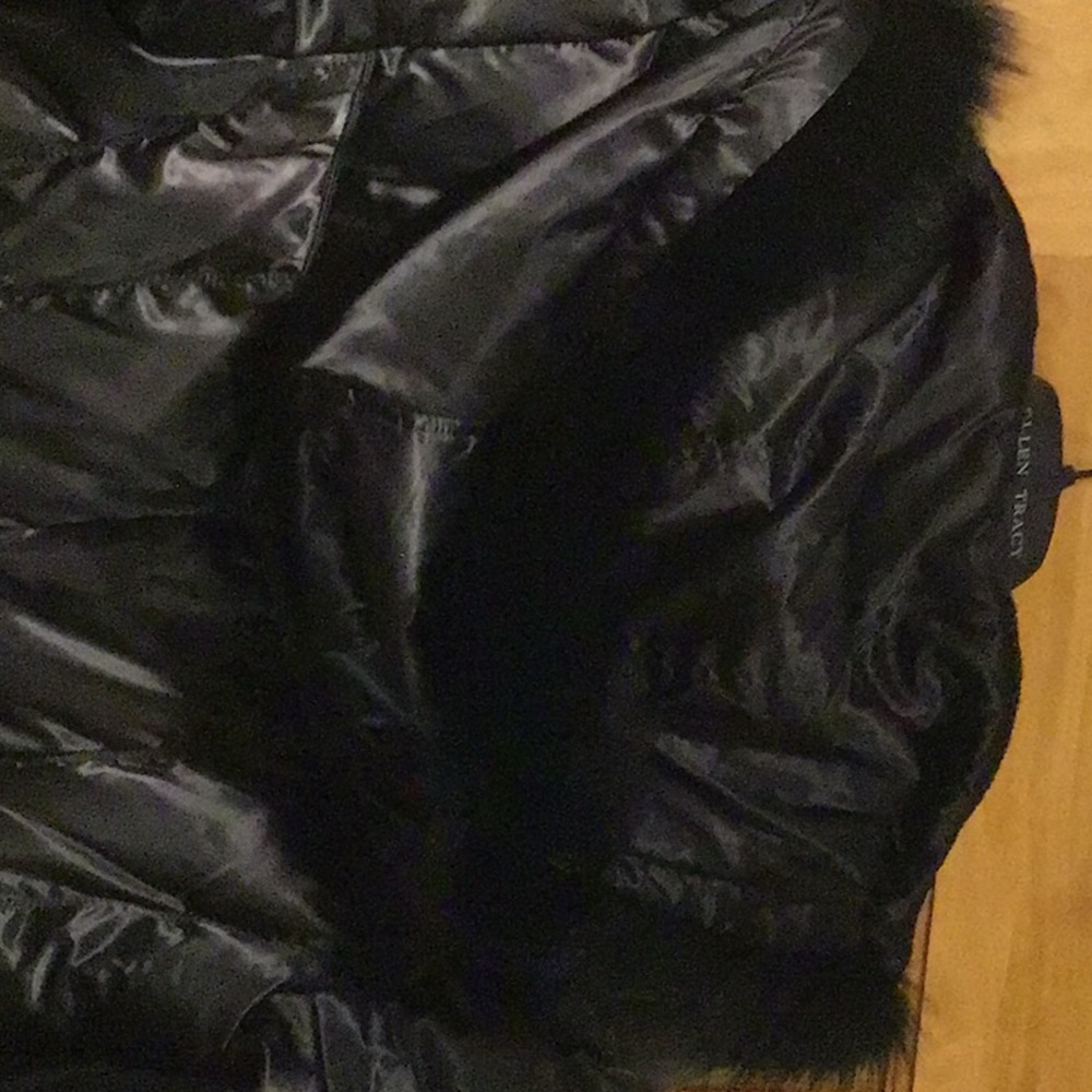 NWOT Platinum Puffer Coat Fur trim Hood - Picture 5 of 7